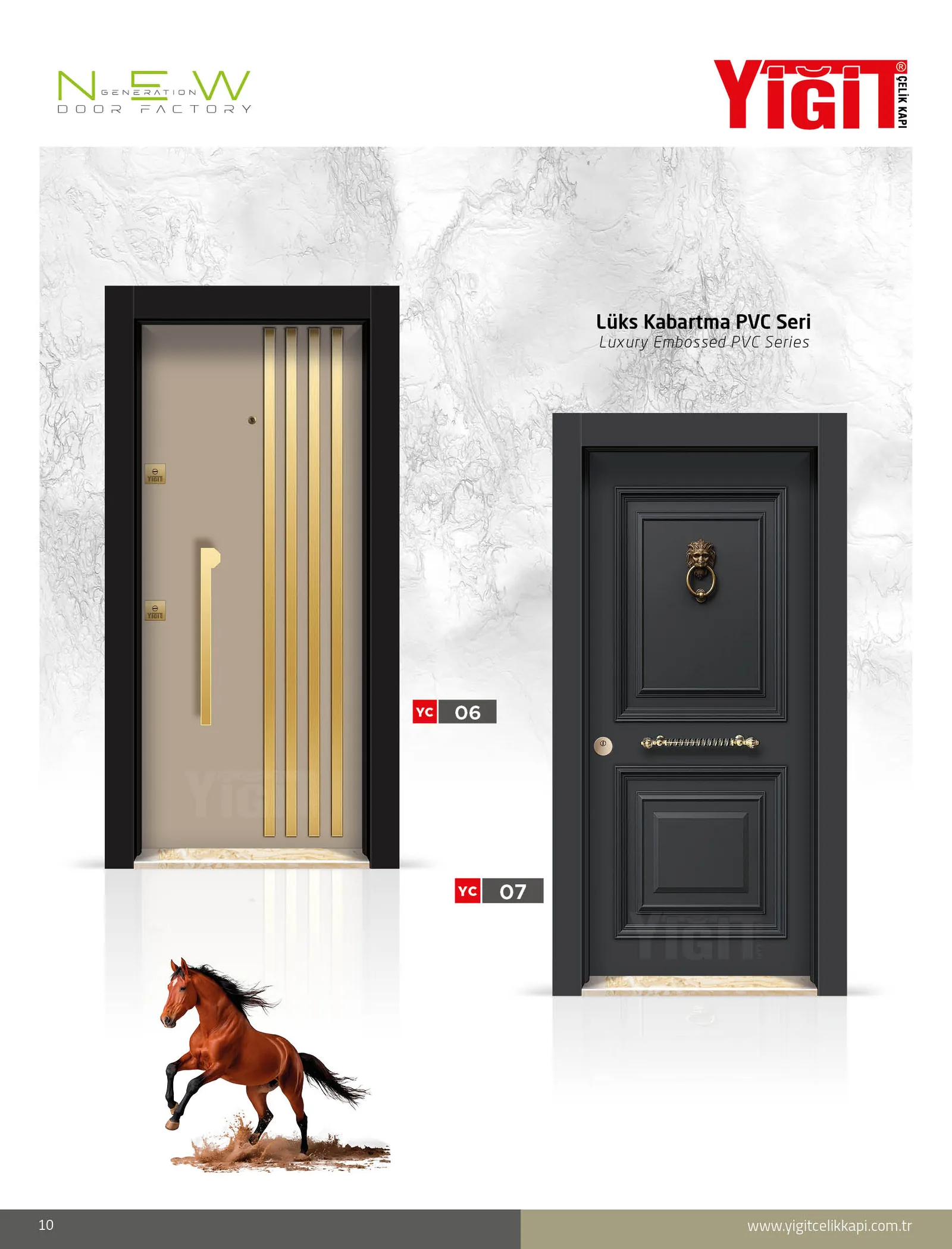 YC 06 Villa Kapısı - Lüks Kabartma PVC Seri | Uzman Çelik Kapı Isparta