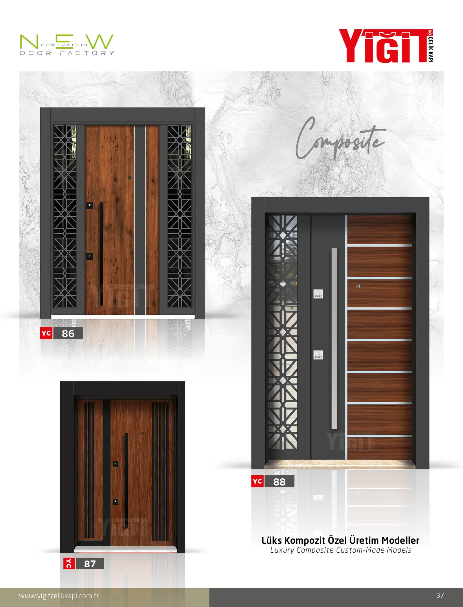 YC 83 Villa Kapısı - Lüks Kompozit Özel Üretim Modeller | Uzman Çelik Kapı Isparta