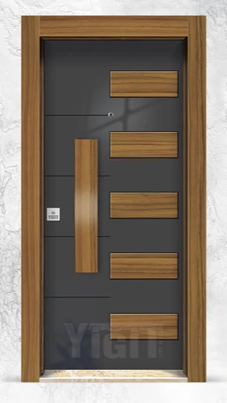 YC 16 Villa Kapısı - Lüks Kabartma PVC Seri | Uzman Çelik Kapı Isparta