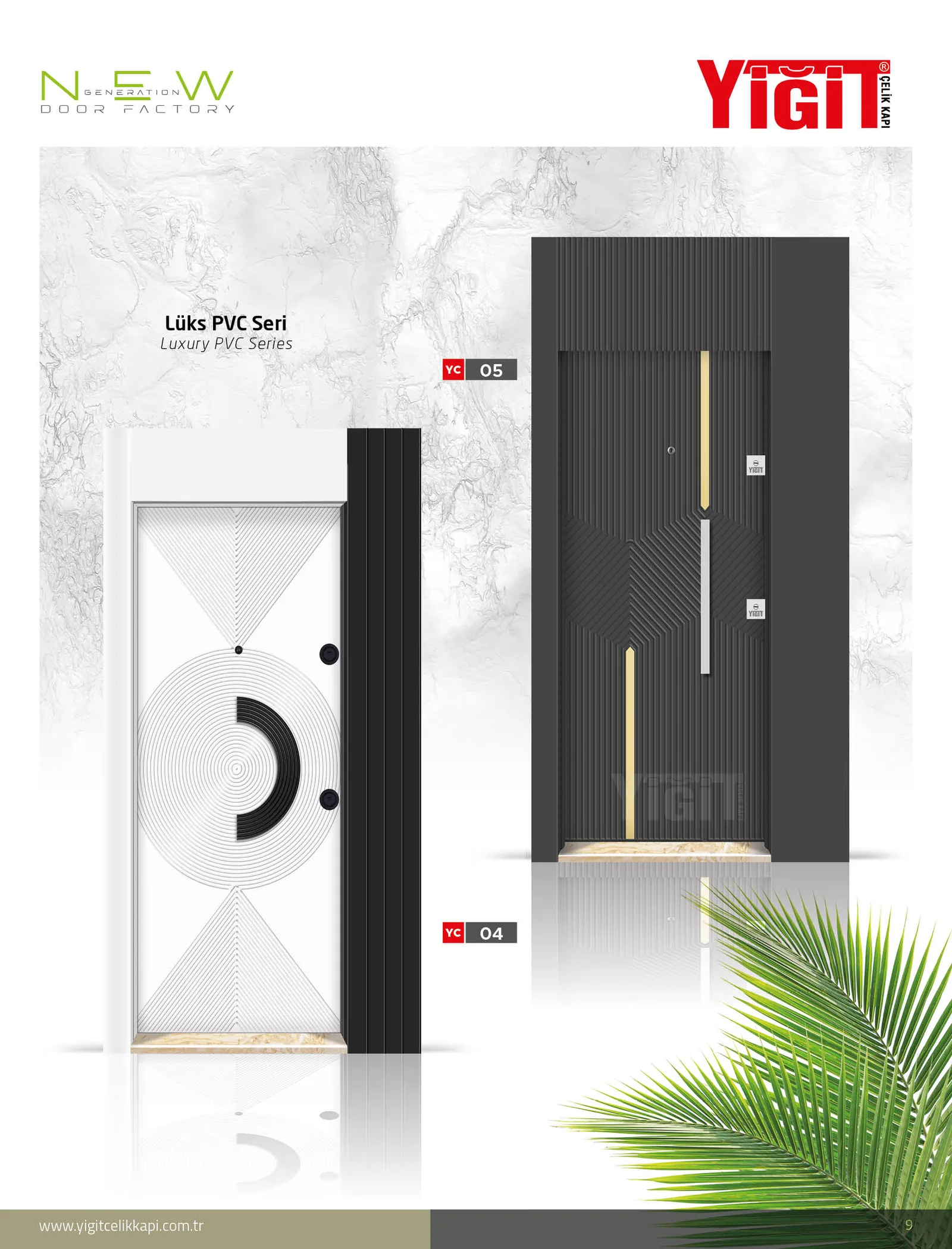 YC 04 Villa Kapısı - Lüks Kabartma PVC Seri | Uzman Çelik Kapı Isparta